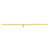 9ct Yellow Gold Silver Filled Heart Drop Curb Bracelet