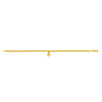 9ct Yellow Gold Silver Filled Heart Drop Curb Bracelet