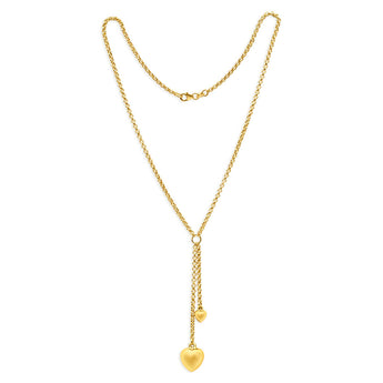 9ct Yellow Gold Silver Filled Two Heart Drop Fancy Chain