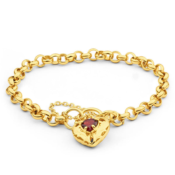 9Ct Gold Belcher With Pink Stones Yellow Gold Bracelet 20.3G | 030100226532  | Cash Converters