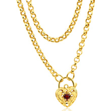 Load image into Gallery viewer, 9ct Yellow Gold Silver Filled Garnet Belcher Chain