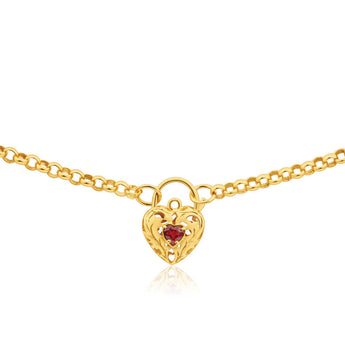 9ct Yellow Gold Silver Filled Garnet Belcher Chain