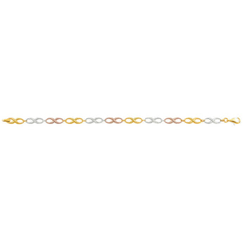9ct Yellow Gold Silver Filled Infinifty Three Tone Fancy Bracelet