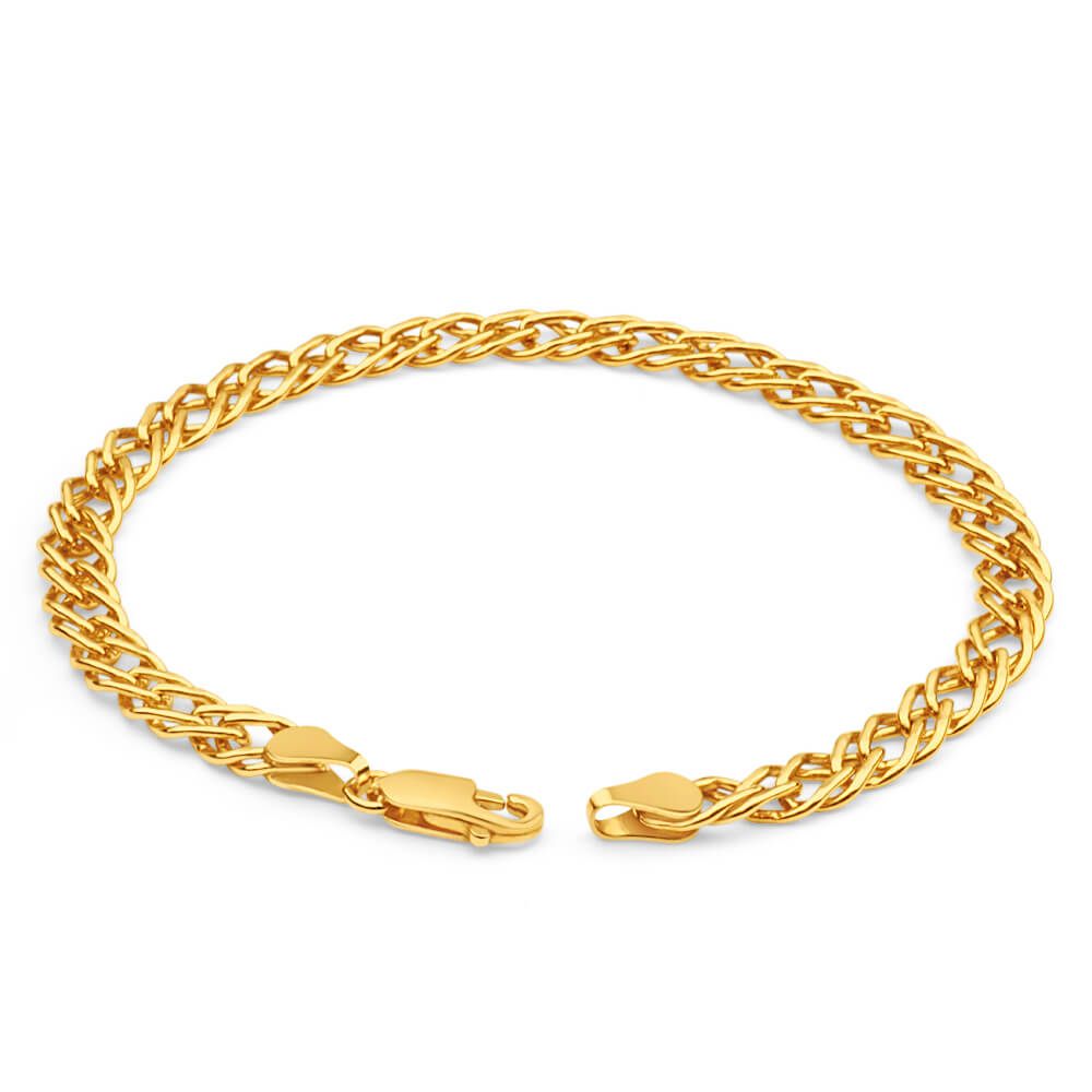 9ct Yellow Gold Silver Filled Double 19cm Curb Bracelet
