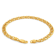 Load image into Gallery viewer, 9ct Yellow Gold Silver Filled Double 19cm Curb Bracelet
