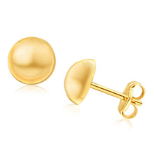 Load image into Gallery viewer, 9ct Yellow Gold Half Round 6mm Stud Earrings