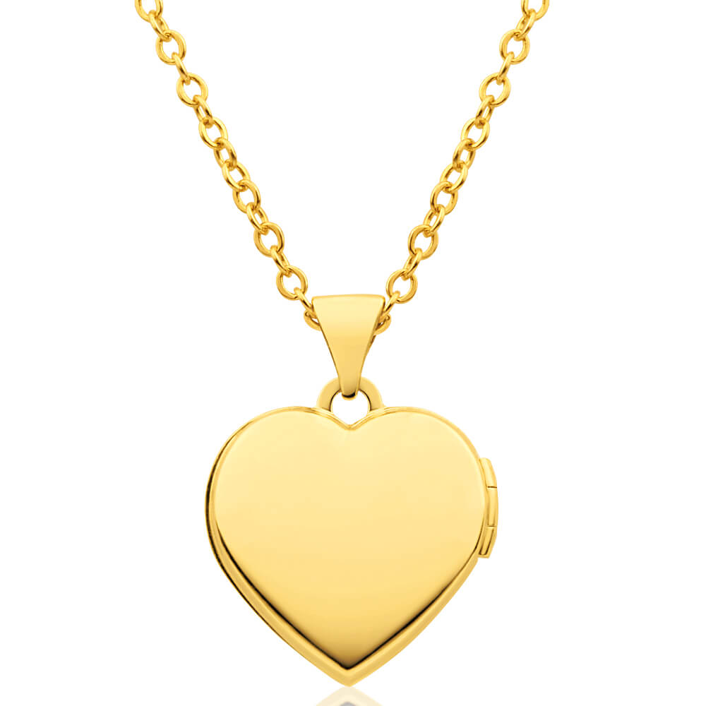 9ct Yellow Gold Heart Shaped Locket with Diamond TW=0.005ct