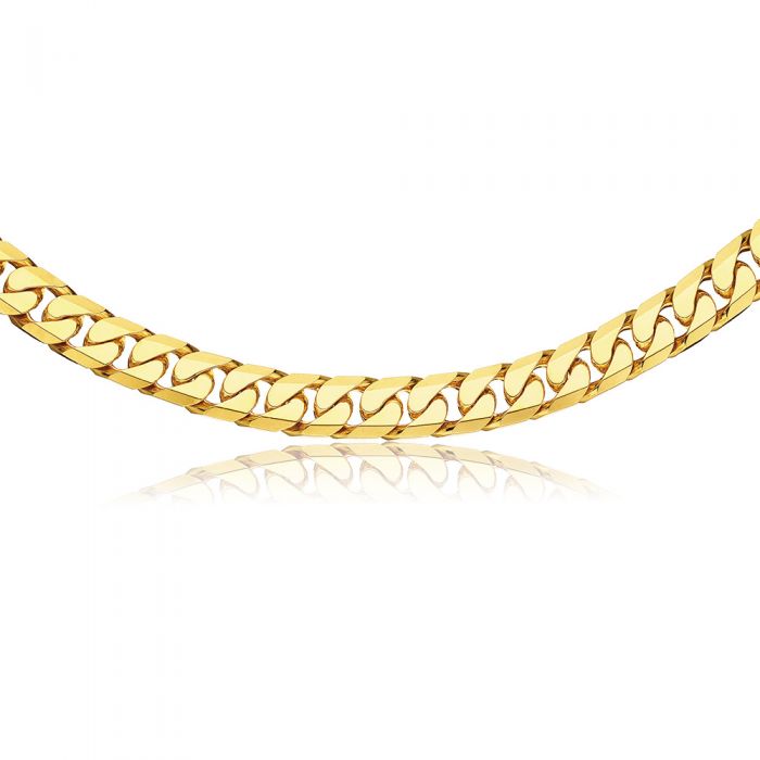 9ct Yellow Gold Heavy Curb Bevelled Flat 60cm Chain in 550Gauge