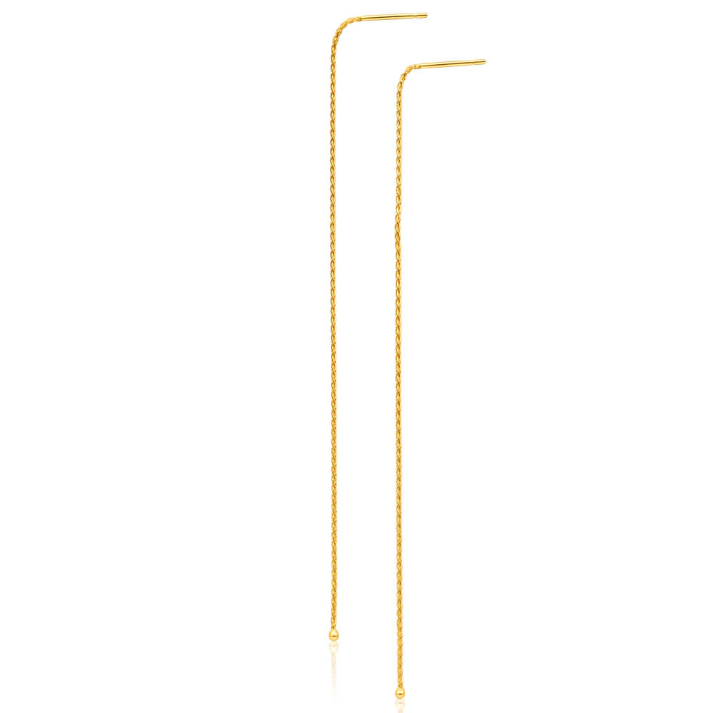 9ct Yellow Gold Fancy Threader Drop Earrings