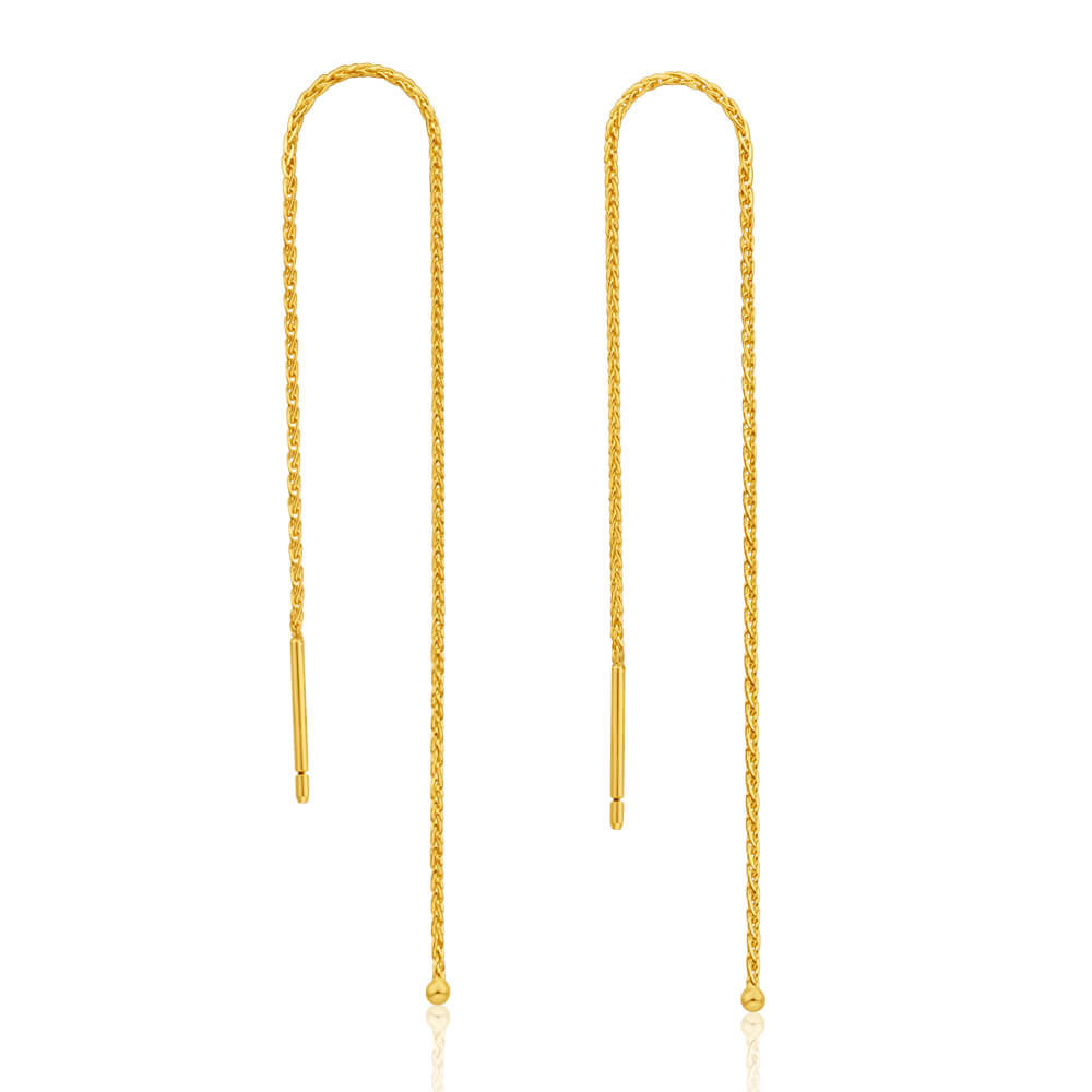 9ct Yellow Gold Fancy Threader Drop Earrings