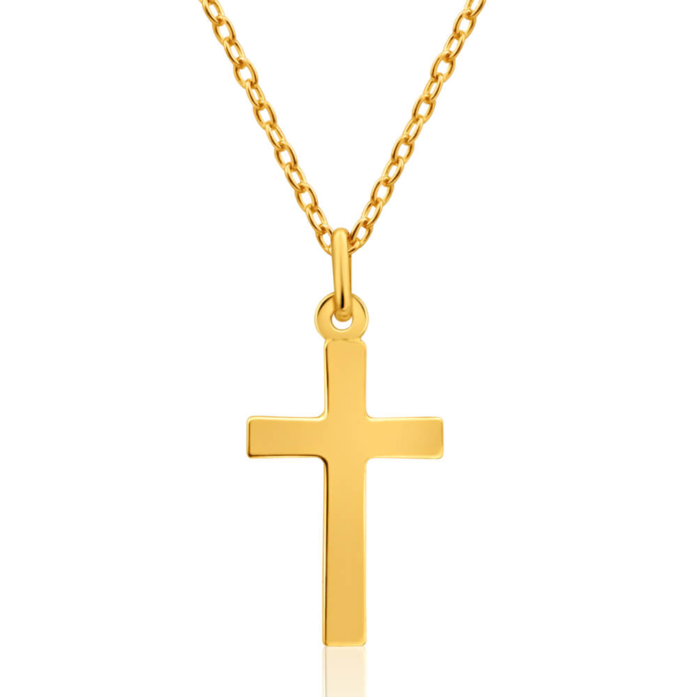 9ct Yellow Gold Plain Hollow Cross Pendant