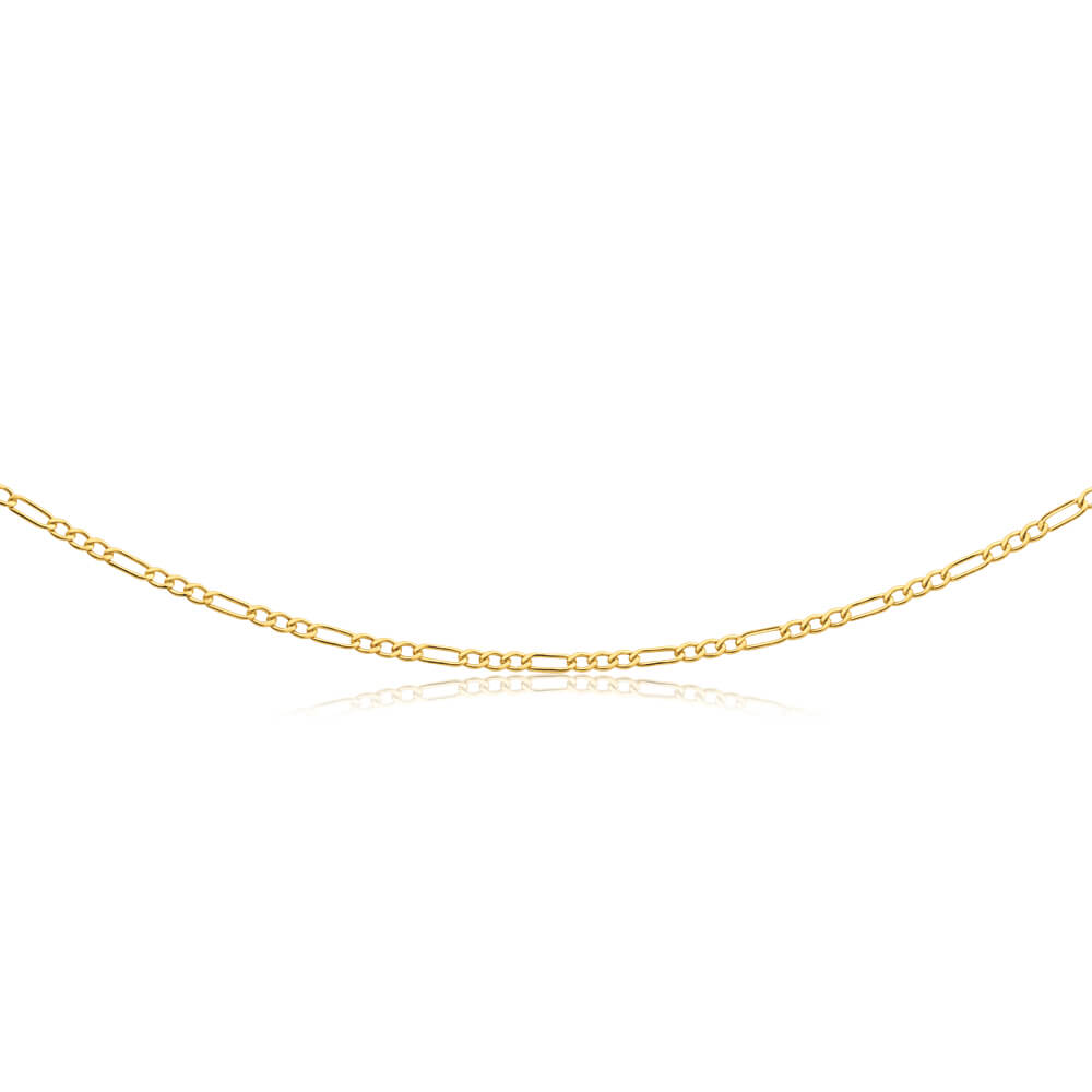9ct Yellow Gold Silver Filled 50cm Figaro Chain 50 Gauge