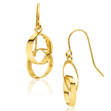 Load image into Gallery viewer, 9ct Yellow Gold Double Linked Circle Drop Earrings