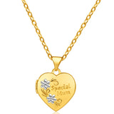 9ct Yellow Gold Heart Shaped Locket with 'Special Mum' and Flower Pattern