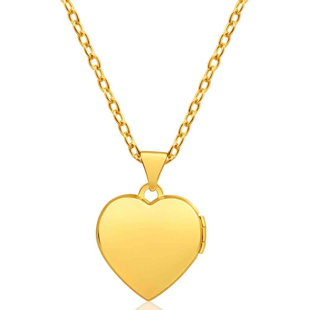 9ct Yellow Gold Heart Shaped Locket with 'Special Mum' and Flower Pattern