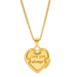 9ct Yellow Gold 'Love You Always' Heart Locket