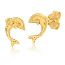 Load image into Gallery viewer, 9ct Yellow Gold Plain Dolphin Stud Earrings
