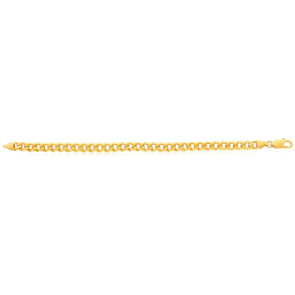 9ct Yellow Heavy Gold Curb 21cm Bracelet 200 gauge