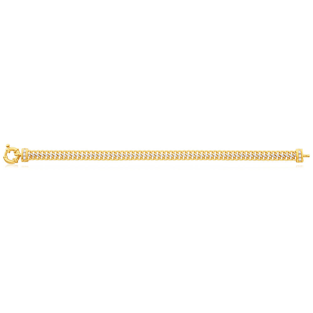 9ct Yellow Gold Silver Filled Cubic Zirconia Mesh Bracelet