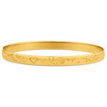 Load image into Gallery viewer, 9ct Yellow SOLID Gold Engraved Heart Pattern Bangle