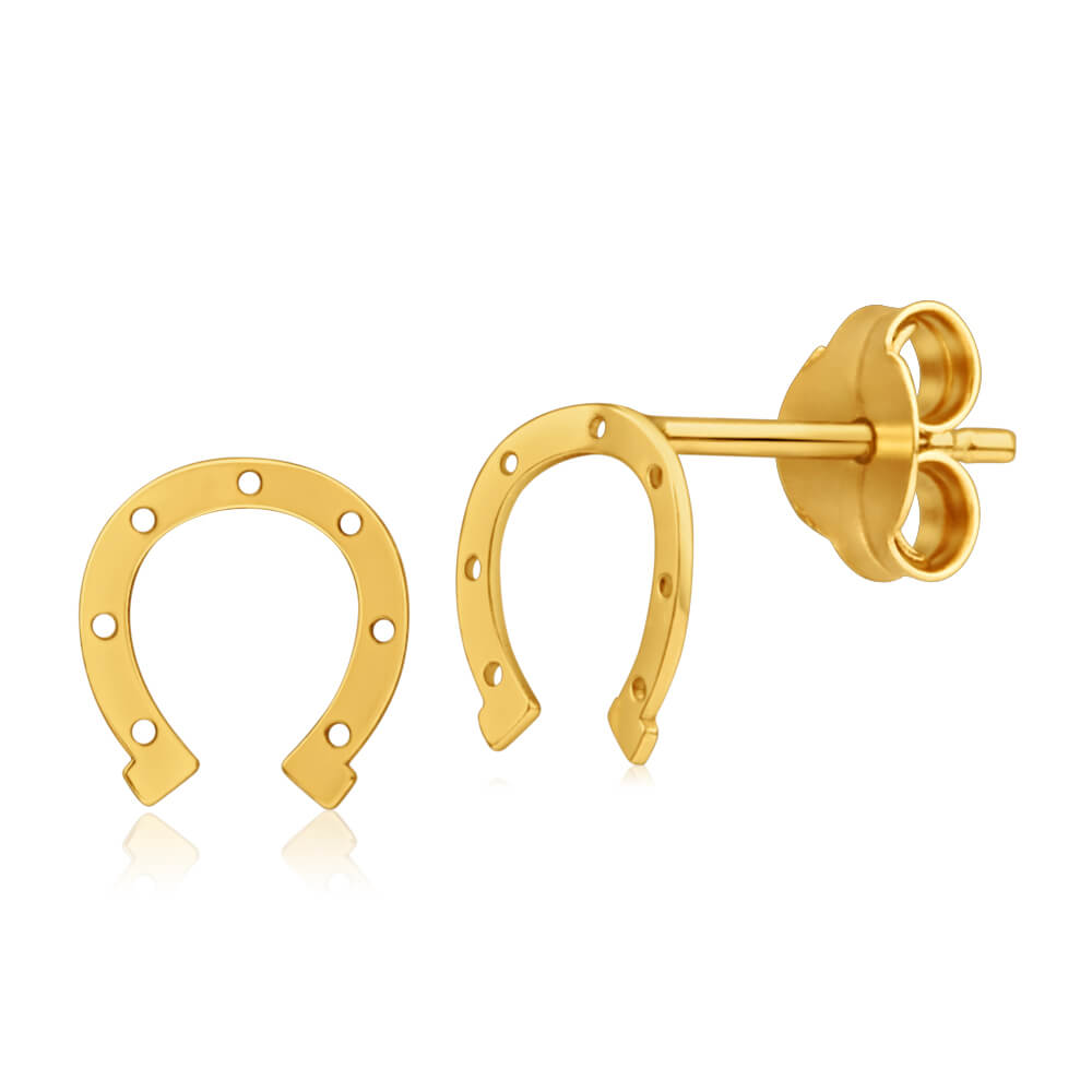 9ct Yellow Gold Horseshoe Stud Earrings Grahams Jewellers