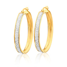Load image into Gallery viewer, 9ct Yellow Gold Alluring Hoop Earrings