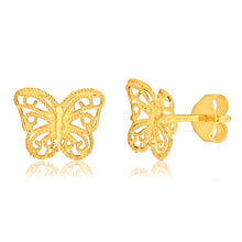 Load image into Gallery viewer, 9ct Yellow Gold Butterfly Stud Earrings