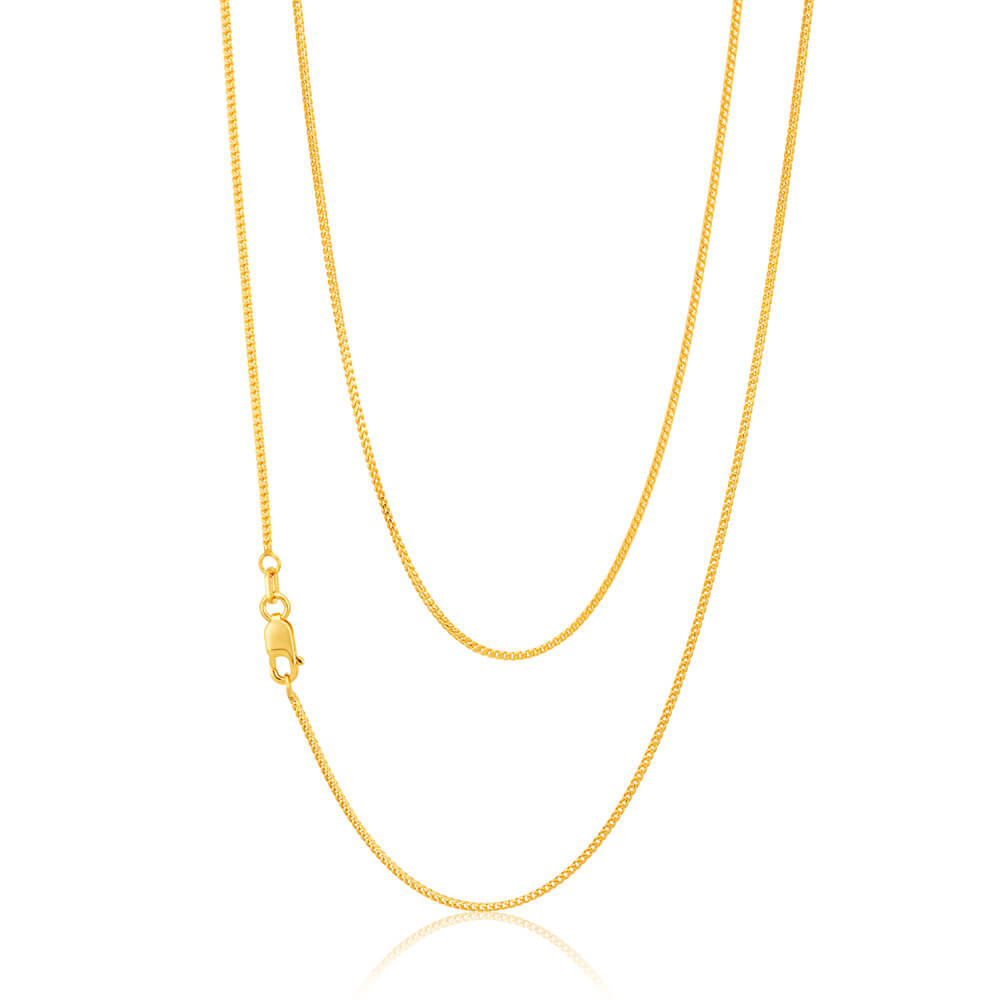 9ct Yellow Gold Fancy Square Curb 30 gauge 45cm Chain