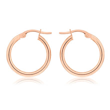 Load image into Gallery viewer, 9ct Rose Gold Plain 15mm Hoop Earrings European made