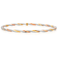 Load image into Gallery viewer, 9ct Yellow Gold, White Gold &amp; Rose Gold Twist Bangle