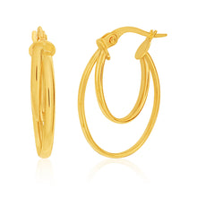 Load image into Gallery viewer, 9ct Yellow Gold Double Hoop Earrings
