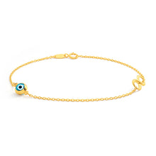 Load image into Gallery viewer, 9ct Yellow Gold &#39;Evil Eye&#39; and Infinity 19cm Bracelet
