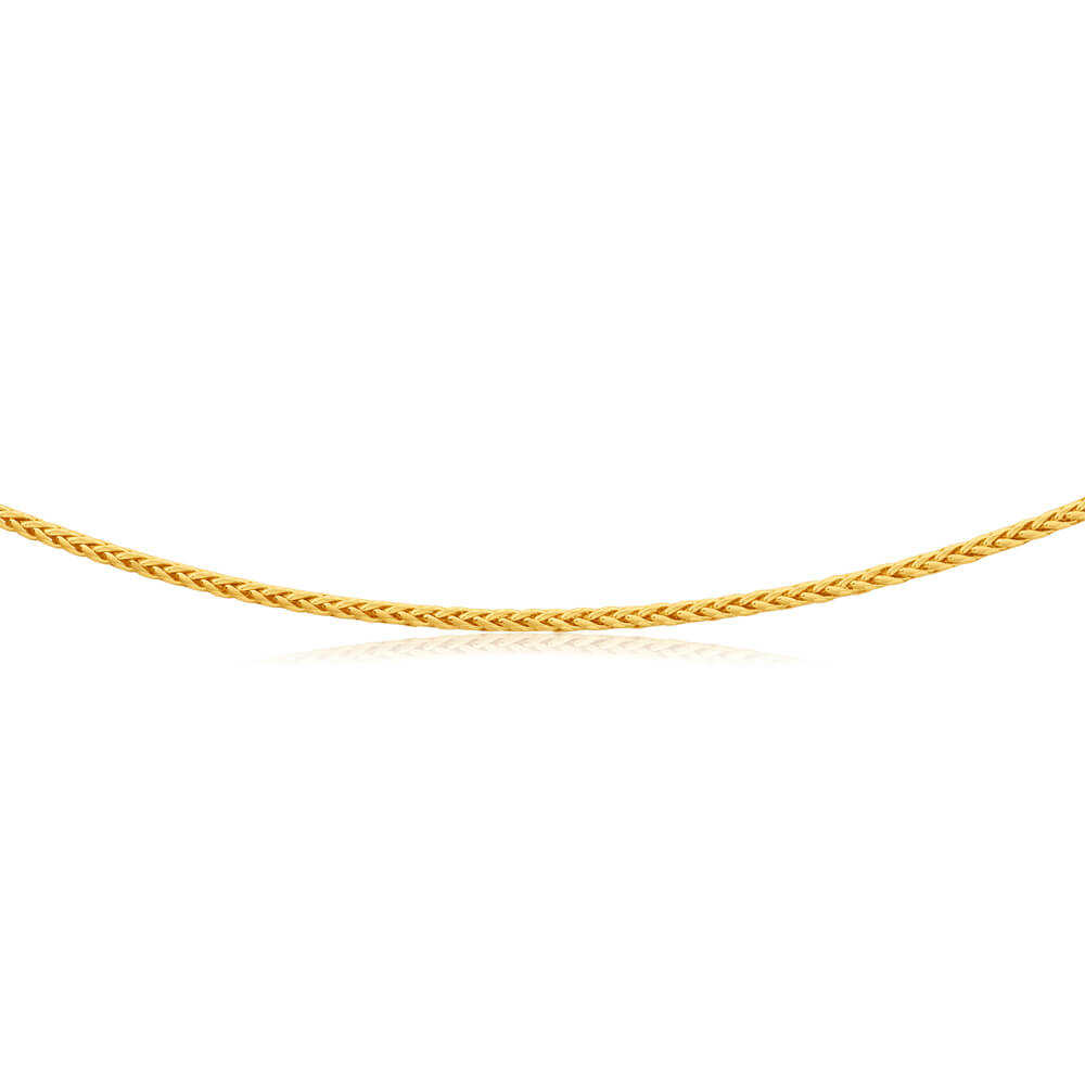 9ct Yellow Gold wheat diamond cut 50cm 50gauge chain