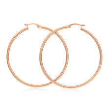 Load image into Gallery viewer, 9ct Rose Gold Plain 40mm Hoop Earrings European made