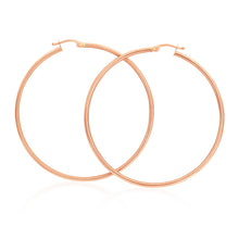Load image into Gallery viewer, 9ct Rose Gold Plain 50mm Hoop Earrings European made
