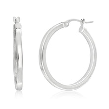 Load image into Gallery viewer, 9ct White Gold square 20mm hoop Earrings