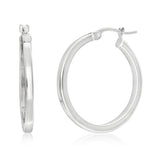 9ct White Gold square 20mm hoop Earrings