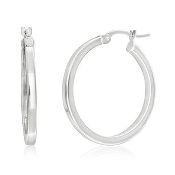 9ct White Gold square 20mm hoop Earrings