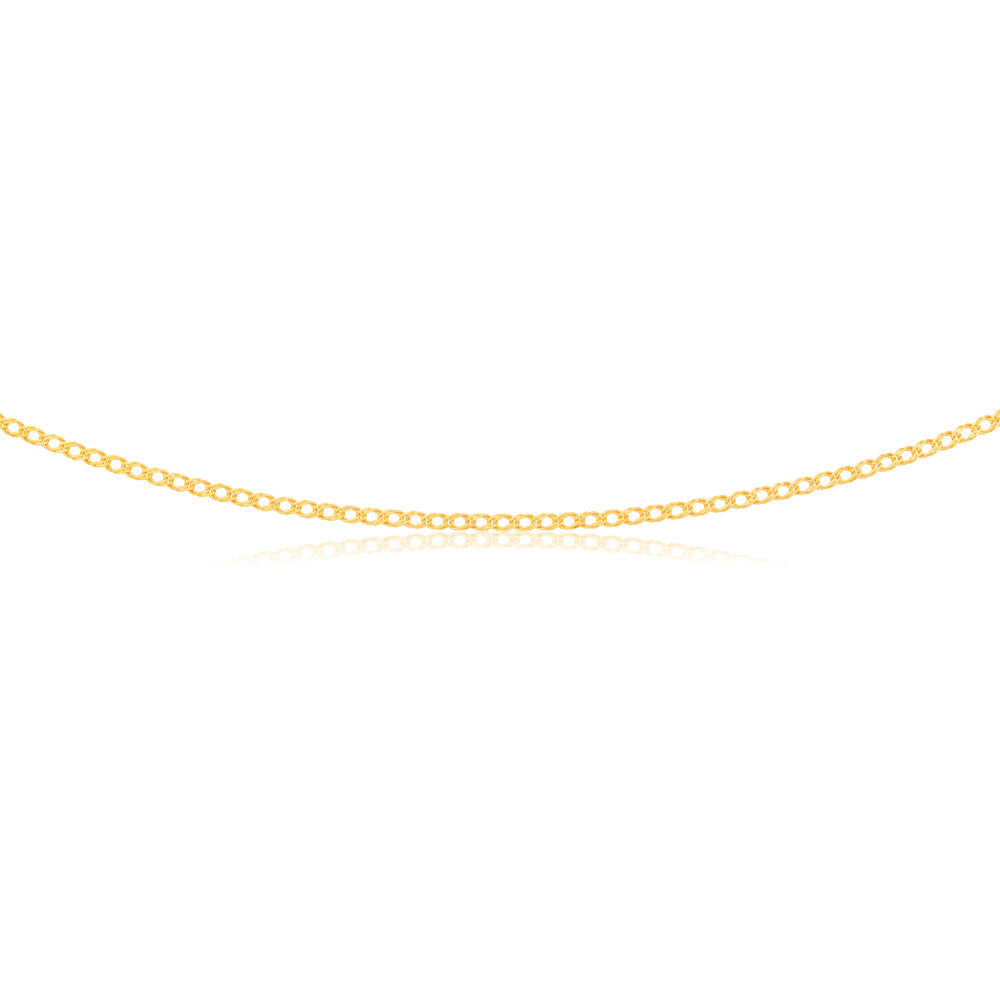 9ct Yellow Gold Curb Double Diamond Cut 45cm Chain 40gauge