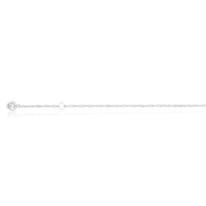 9ct White Gold Singapore with White Cubic Zirconia Heart Charm 27cm Anklet