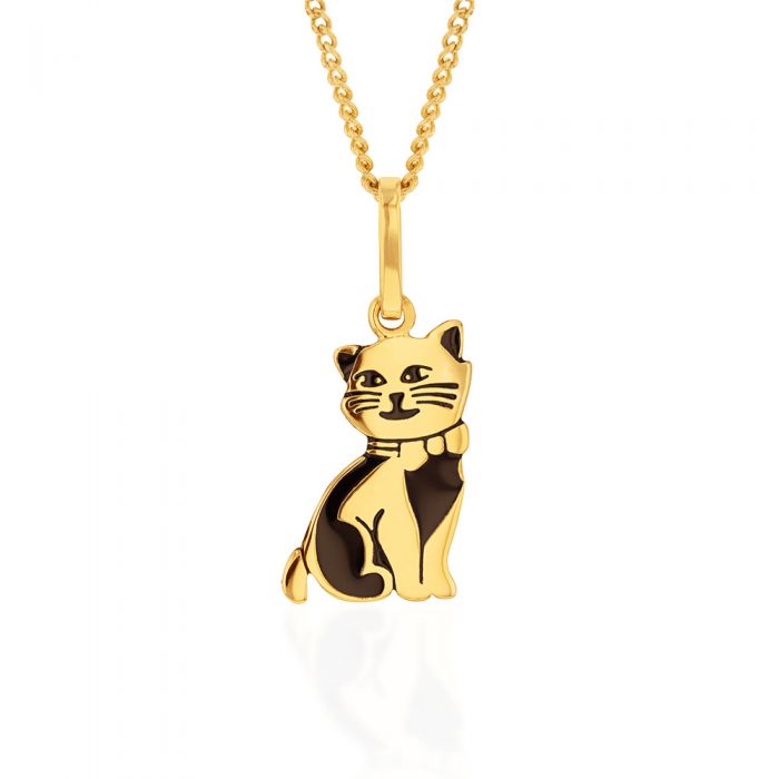 9ct Yellow Gold Engraved Cat Pendant – Grahams Jewellers