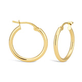 9ct Yellow Gold Plain 15mm Hoop Earrings