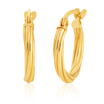 9ct Yellow Gold Twist 10mm Hoop Earrings