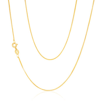 9ct Yellow Gold Box Diamond Cut Link "Venetian" 45cm Chain