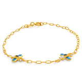 9ct Yellow Gold Blue Aeroplane Kids Bracelet