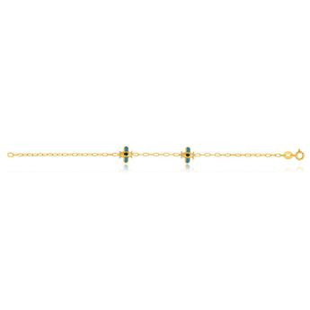 9ct Yellow Gold Blue Aeroplane Kids Bracelet