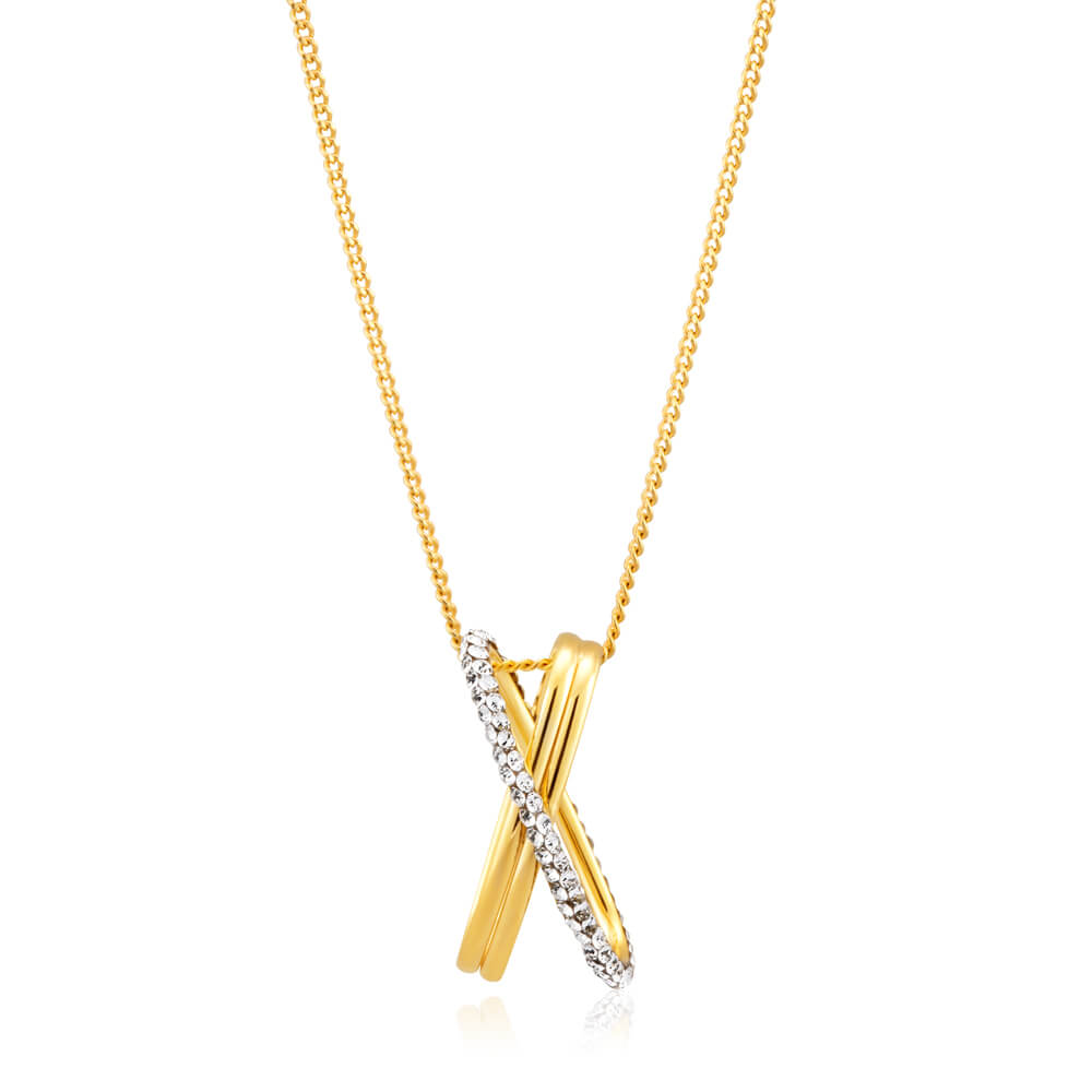 9ct Yellow Gold & White Gold Crystal Pendant