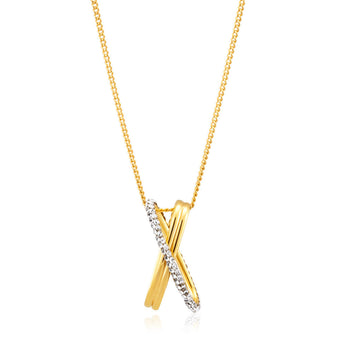 9ct Yellow Gold & White Gold Crystal Pendant