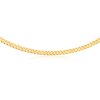 9ct Yellow Heavy Solid Gold Curb Flat Bevelled 55cm Chain 250Gauge