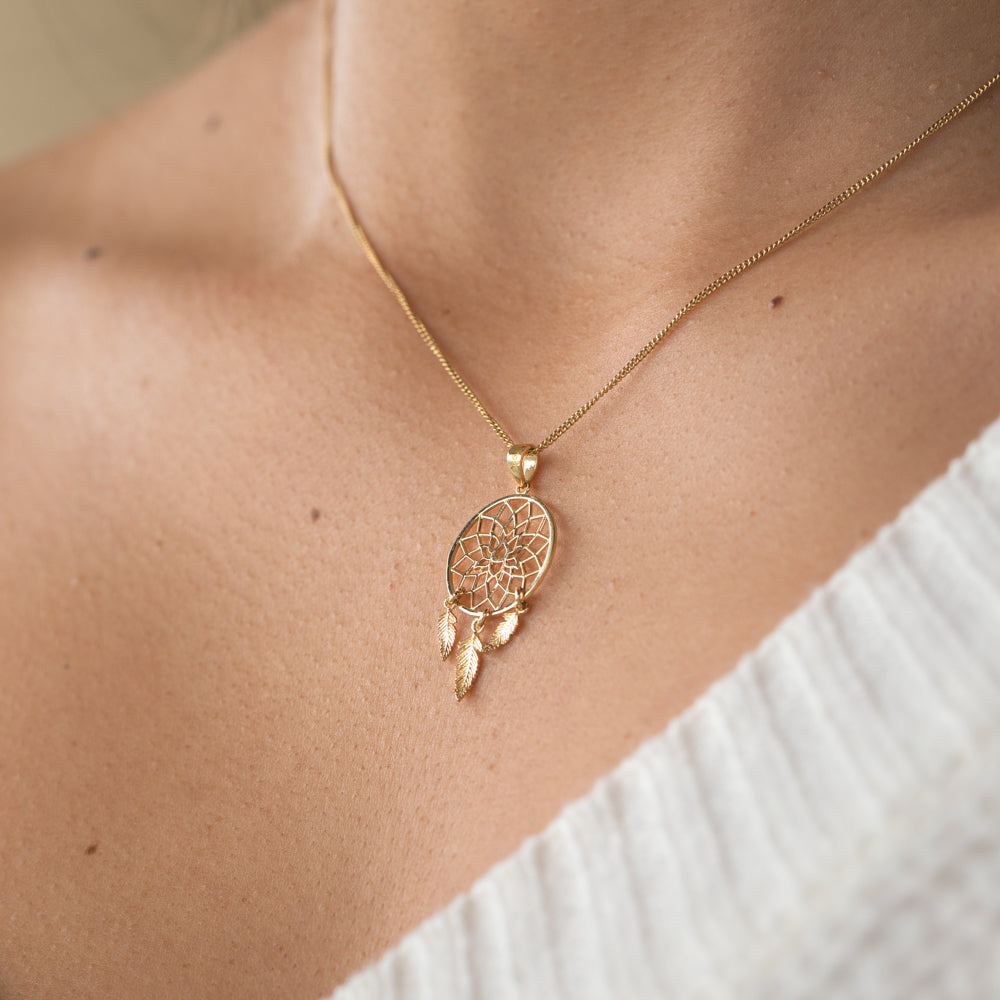 9ct Yellow Gold Fancy Dream Catcher Pendant Grahams Jewellers